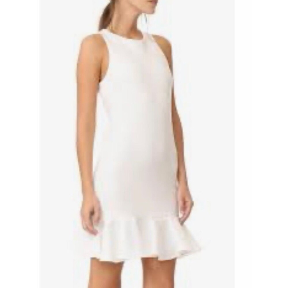Halston Heritage White Flounce Dress